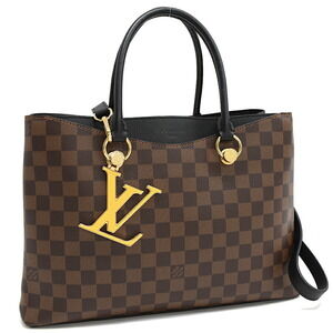 Louis Vuitton LV Riverside Handbag Ebene Brown Leather Black